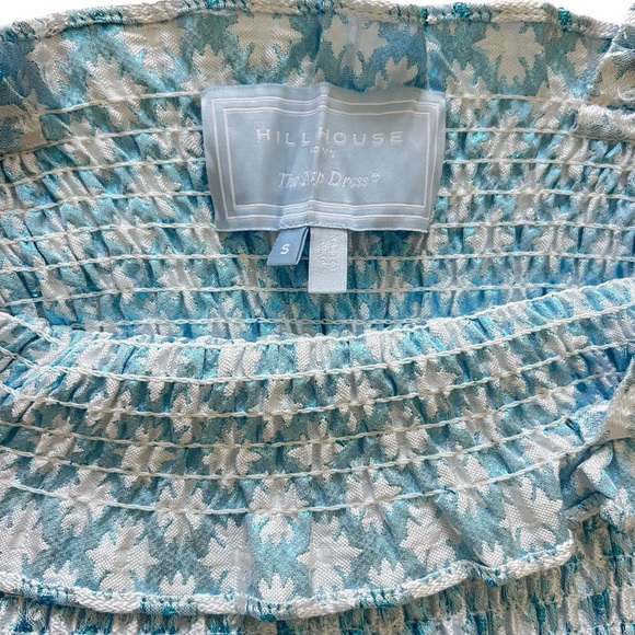 Hill House Ellie Nap Dress Snowflake Blue White Brocade Smocked Tiered Midi Sz S - Picture 3 of 13